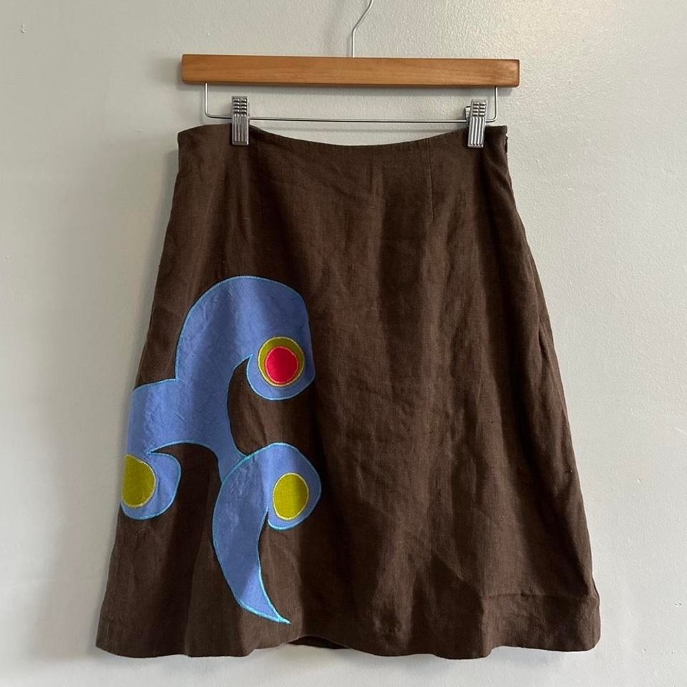 Brown embroidered skirt by Uncommon Threads